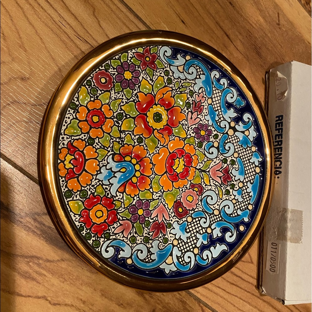Cearco 24k gold rim hand painted decorative plate